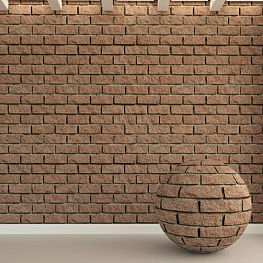 Aged Brick Wall Tile - Vintage Loft Retro 3D model image 1 