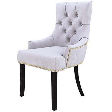 Elegance in Black: Velvet Chair with Black Legs 3D model image 1 