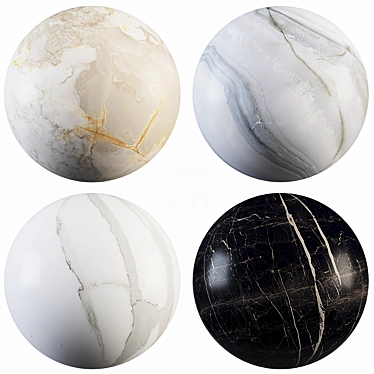 Marble Collection: Ocean Beige, Elegant Black, Calacatta White 3D model image 1 