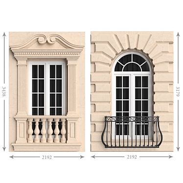 Classic Iron Balconies 3D model image 1 