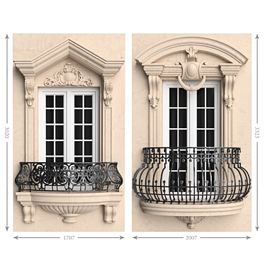 Elegant Iron Balconies 3D model image 1 