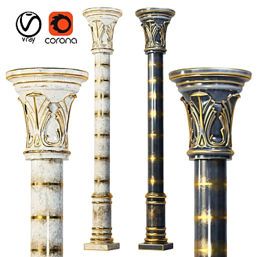 Elegant Classic Column in Two Colors 3D model image 1 