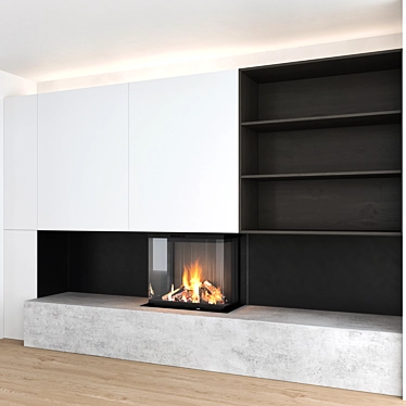 Modern Fireplace Wall Set 3D model image 1 