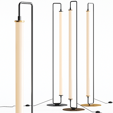 Sleek Metal Tube LED Floor Lamp 3D model image 1 