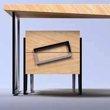 Oak Angle - Worktable with Cabinet 3D model image 1 