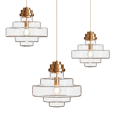 Elegant Glass Pendant Lamp 3D model image 1 