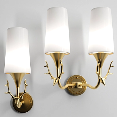 Elegant Brass Glass Wall Lamp 3D model image 1 