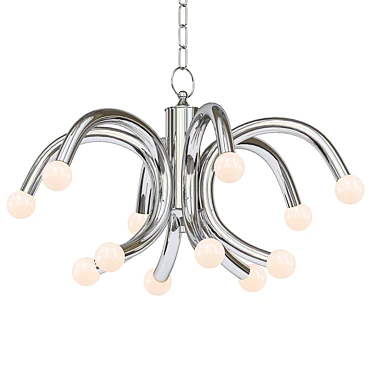 Italian Chrome Chandelier: Mid-Century Elegance 3D model image 1 