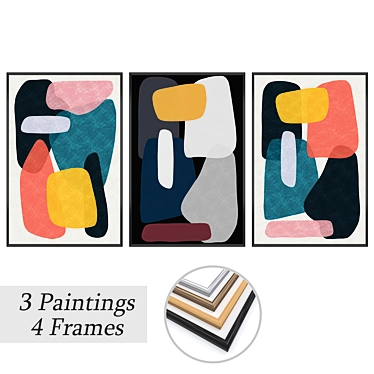 Versatile Set of Wall Paintings and Frames 3D model image 1 