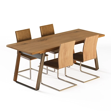 GWINNER ET570 Dining Table & LENA Chairs 3D model image 1 