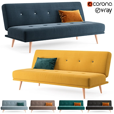 Vias Velvet Sofa Collection 3D model image 1 