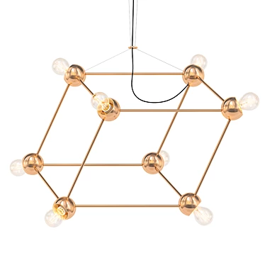 Elegant Molecule Gold Chandelier 3D model image 1 