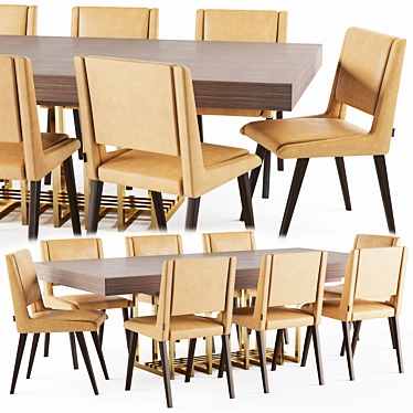 Modern Ryan Table & Rudolf Chair 3D model image 1 