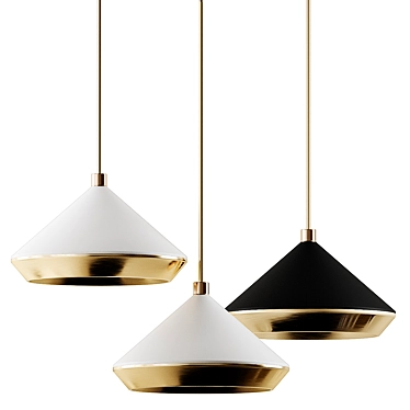 Shear Pendant Light XL: Elegant Brass and White Beauty 3D model image 1 