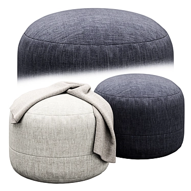 Cozy Cotton Canvas Pouf by Westelm 3D model image 1 