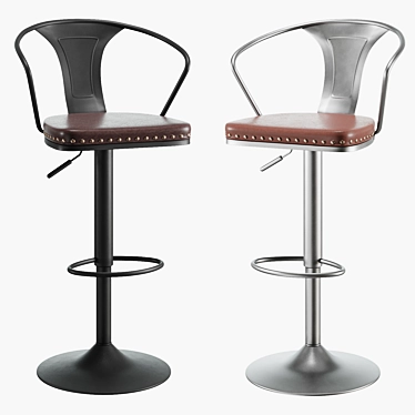 Modern Tolix Arms Soft Bar Stool 3D model image 1 