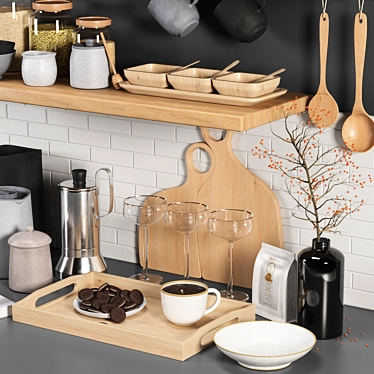 Modern Kitchen Accessories Set 3D model image 1 