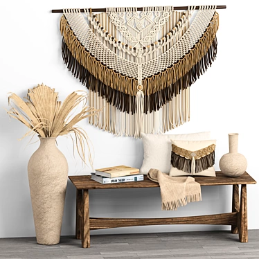 Boho Macrame Decor Set 01 3D model image 1 