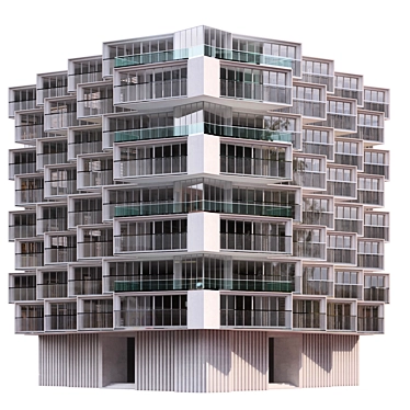 Parametric Corner Building with Detailed Facades 3D model image 1 