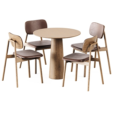 Wooden Klara Chair, Table POV 3D model image 1 