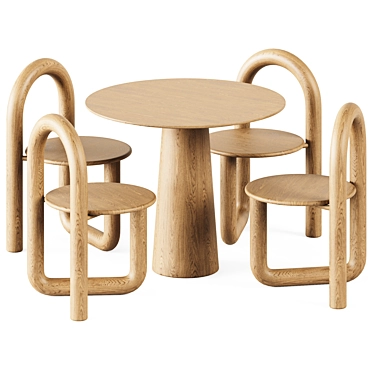 Elegant Table and Chair Set 3D model image 1 