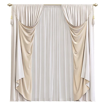 Elegant Window Drapes 3D model image 1 