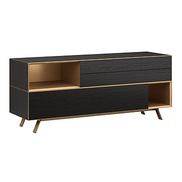 Italian Oak Carbone Horizontal Dresser 3D model image 1 