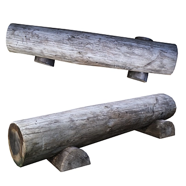 Rustic Wooden Bench - Handcrafted and Sturdy 3D model image 1 