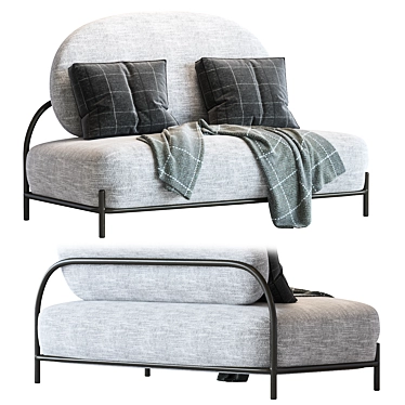 Pawai Dark Gray Sofa: Stylish Fabric Upholstery 3D model image 1 