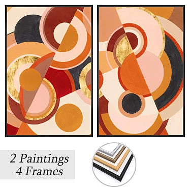 Elegant Frame Set with Art 3628 3D model image 1 