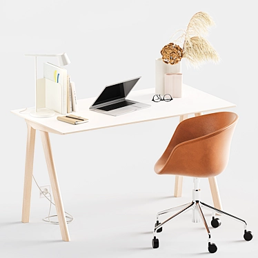 Modern Office Set: HAY CPH 90 Desk, AAC 53 Chair, MUUTO Tip Lamp, Marmoset Found Ribbed 3D model image 1 