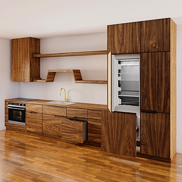 Modern Kitchen Cabinets Set 3D model image 1 