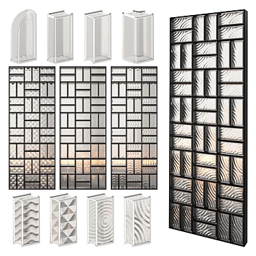 Sleek Glass Block Wall Partition 3D model image 1 