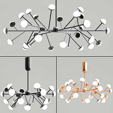 Elegant Branchy LED Chandeliers 3D model image 1 