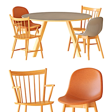 Scandinavian Hay Tables & Chairs 3D model image 1 