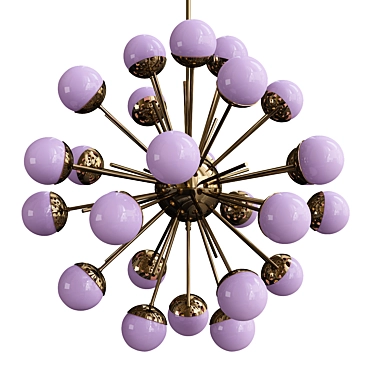 Lilac Glass Brass Sputnik Chandelier 3D model image 1 