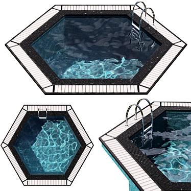 Hexagonal Jacuzzi Pool with Caustics 3D model image 1 