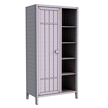 Carlos Wardrobe with Hanger & Linen Compartment 3D model image 1 