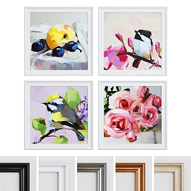 Modern Oil Paintings Picture Frame Set 3D model image 1 