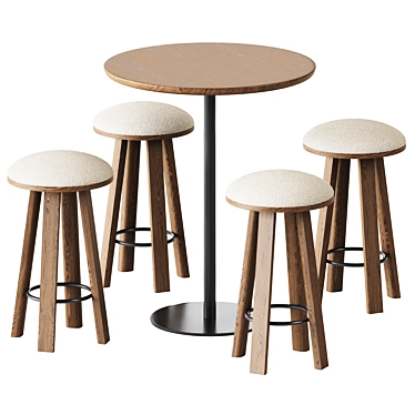 Modern Chic: Sarek Table & BuzziMilk Counter Stool 3D model image 1 