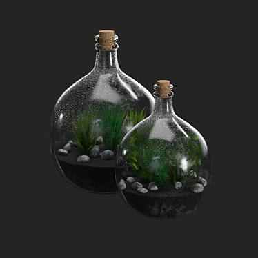 Glass Terrarium Bottle: Living Art in a Jar 3D model image 1 