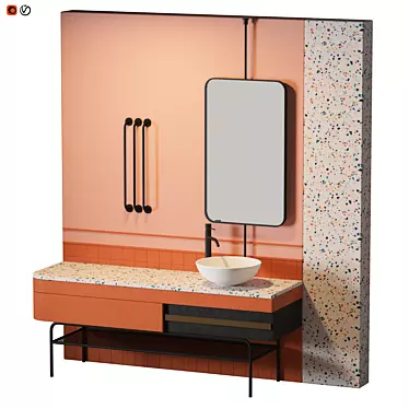Terrazzo Orange Bathroom: Stylish 3D Model 3D model image 1 