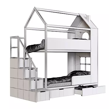 "Di-di" Bunk Bed with Integrated Chest 3D model image 1 