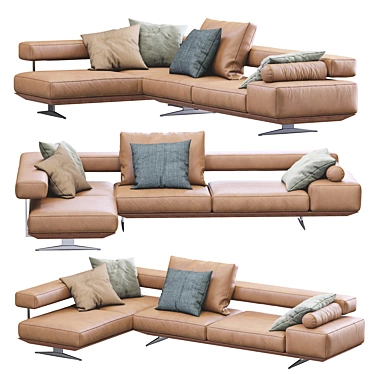Sleek Leather Wing Sofa by Flexform 3D model image 1 