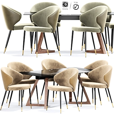 Modern Dining Chair Set 3D model image 1 