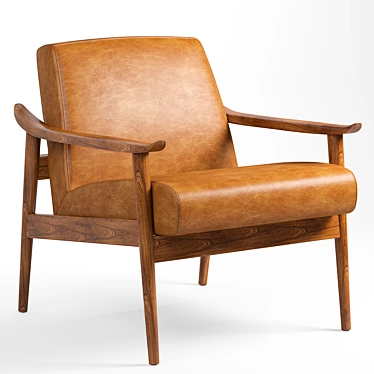 1950s Inspired Leather Accent Chair 3D model image 1 