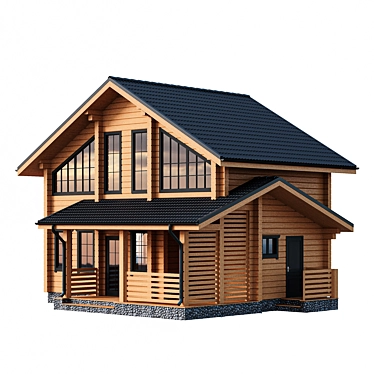 Cozy Two-Storey Wooden House 3D model image 1 