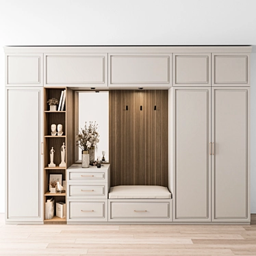 Stylish White and Wood Hallway Set 3D model image 1 