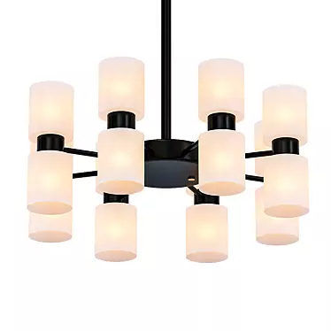 Sleek Black Coated Chandelier 3D model image 1 