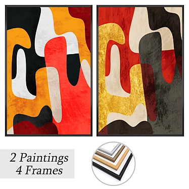 Modern Wall Art Set with Variety of Frames 3D model image 1 